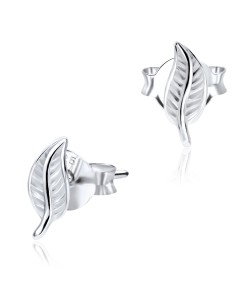 Designed Leaf Silver Ear Stud STS-3032